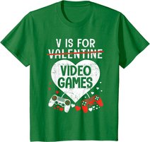 V is for Video Games - Matching Family Valentines Day Gamer T-Shirt