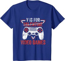 V is for Video Games - Matching Family Valentines Day Gamer T-Shirt