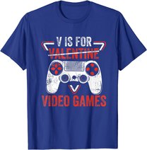 V is for Video Games - Matching Family Valentines Day Gamer T-Shirt