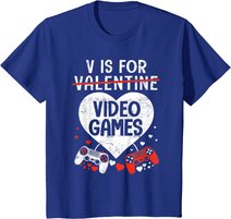 V is for Video Games - Matching Family Valentines Day Gamer T-Shirt