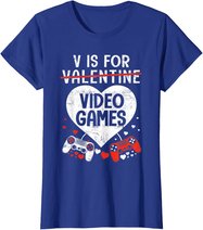 V is for Video Games - Matching Family Valentines Day Gamer T-Shirt