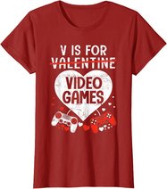 V is for Video Games - Matching Family Valentines Day Gamer T-Shirt