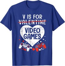 V is for Video Games - Matching Family Valentines Day Gamer T-Shirt