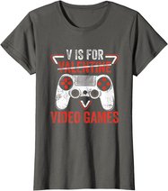 V is for Video Games - Matching Family Valentines Day Gamer T-Shirt