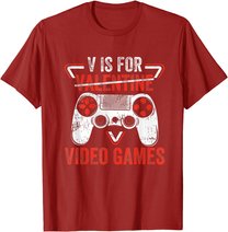 V is for Video Games - Matching Family Valentines Day Gamer T-Shirt