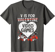 V is for Video Games - Matching Family Valentines Day Gamer T-Shirt