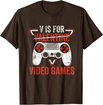 V is for Video Games - Matching Family Valentines Day Gamer T-Shirt