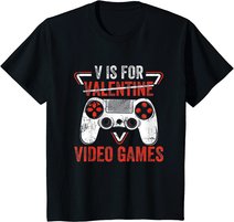 V is for Video Games - Matching Family Valentines Day Gamer T-Shirt