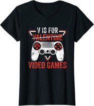 V is for Video Games - Matching Family Valentines Day Gamer T-Shirt