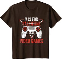 V is for Video Games - Matching Family Valentines Day Gamer T-Shirt