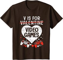 V is for Video Games - Matching Family Valentines Day Gamer T-Shirt