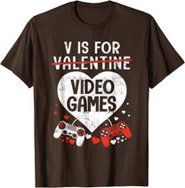 V is for Video Games - Matching Family Valentines Day Gamer T-Shirt