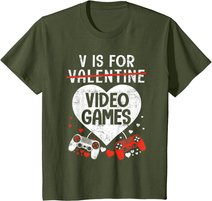 V is for Video Games - Matching Family Valentines Day Gamer T-Shirt