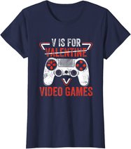 V is for Video Games - Matching Family Valentines Day Gamer T-Shirt