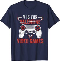 V is for Video Games - Matching Family Valentines Day Gamer T-Shirt