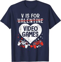 V is for Video Games - Matching Family Valentines Day Gamer T-Shirt