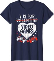 V is for Video Games - Matching Family Valentines Day Gamer T-Shirt
