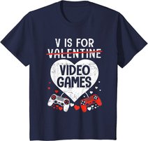 V is for Video Games - Matching Family Valentines Day Gamer T-Shirt