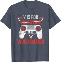 V is for Video Games - Matching Family Valentines Day Gamer T-Shirt