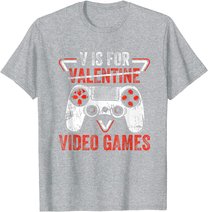 V is for Video Games - Matching Family Valentines Day Gamer T-Shirt