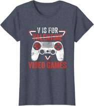 V is for Video Games - Matching Family Valentines Day Gamer T-Shirt