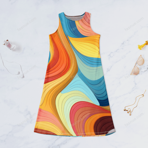 Sleeveless Dress Colorful Soft Curves, Gentle, active, summer, Only for Women