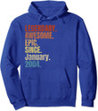 Retro Legendary Since January 2004 T Shirt 15 Years Old Pullover Hoodie