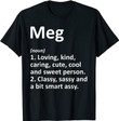 MEG Definition Personalized Name Funny Birthday Gift Idea T-Shirt