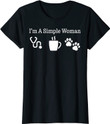 Womens Im A Simple Woman: Nurse Coffee Dog Paw - Stethoscope T-Shirt