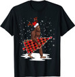 Bigfoot Tree Christmas Pajamas For Men Santa Hat Reindeer T-Shirt