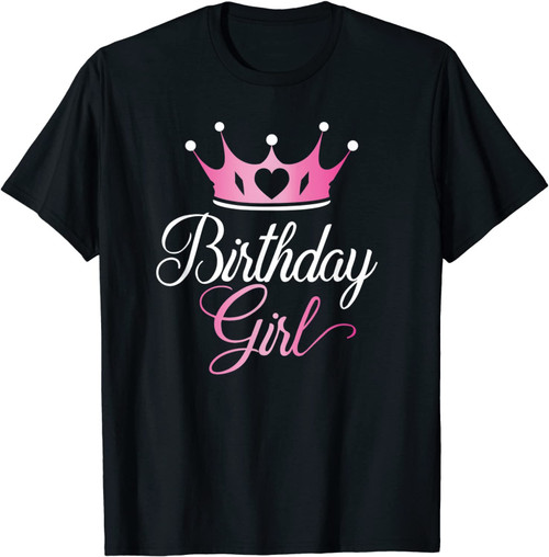 Birthday Girl Pink Princess Crown Heart Gift T-Shirt