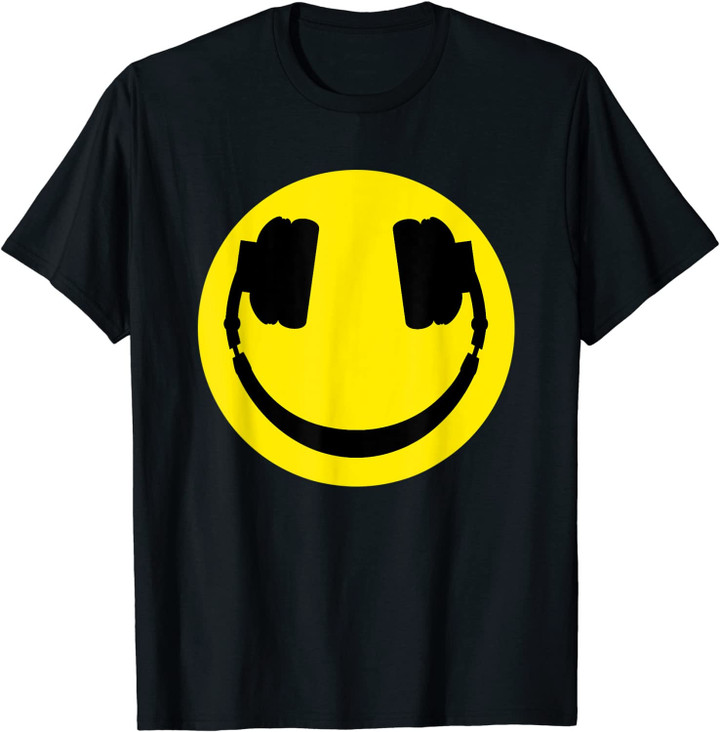 cartoon headphones funny Smiley face DJ smiling headphone T-Shirt