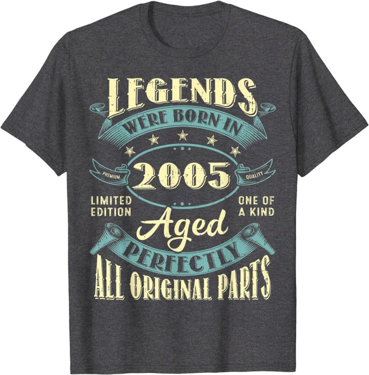 18th Birthday Gifts Vintage Legends Born In 2005 18 Year Old T-Shirt