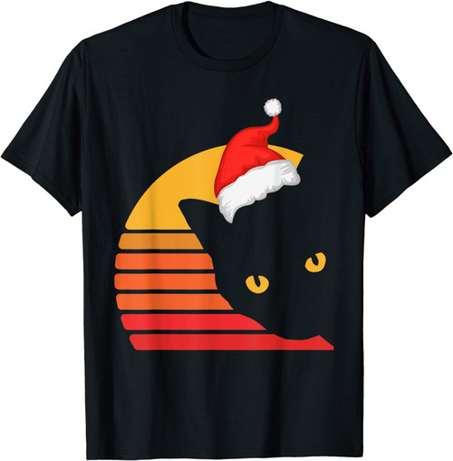 Cat Santa Christmas Retro Kitten Kitty Pet X-Mas Pajama T-Shirt