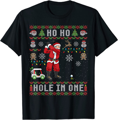Mens Golf Ugly Christmas Ho Ho Hole In One Geschenk T-Shirt
