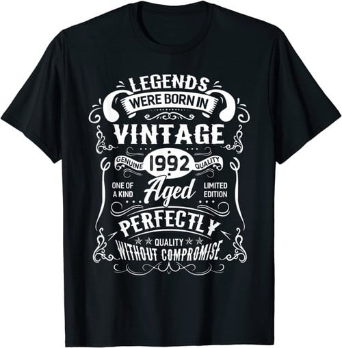 Funny Birthday 365 Legends Where Born In 1992 Birthday Gift T-Shirt