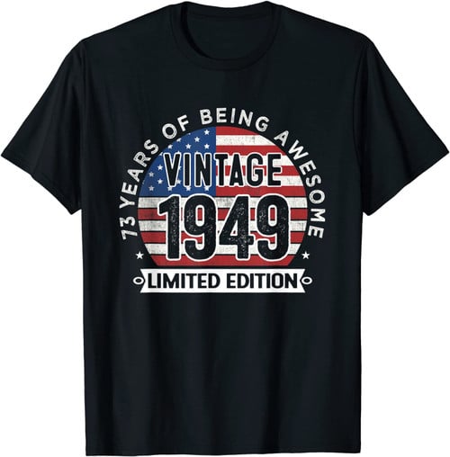 Funny 73rd Birthday Gifts Men Vintage 1949 73 Years Old Usa Flag T-Shirt
