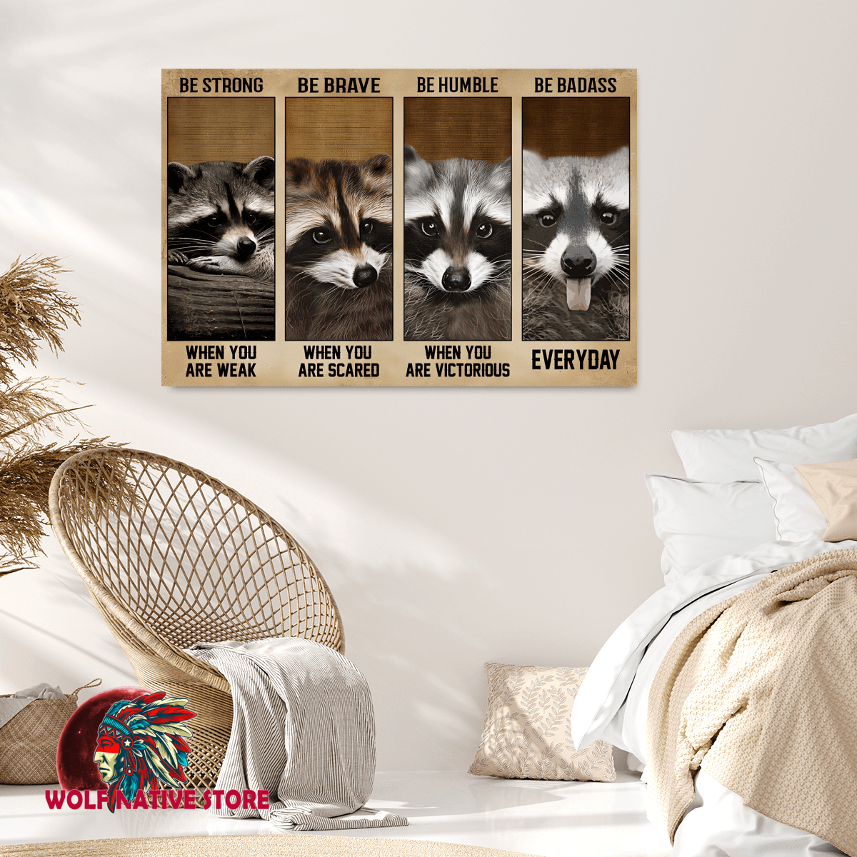 Raccoon Poster, canvas - Native American Store