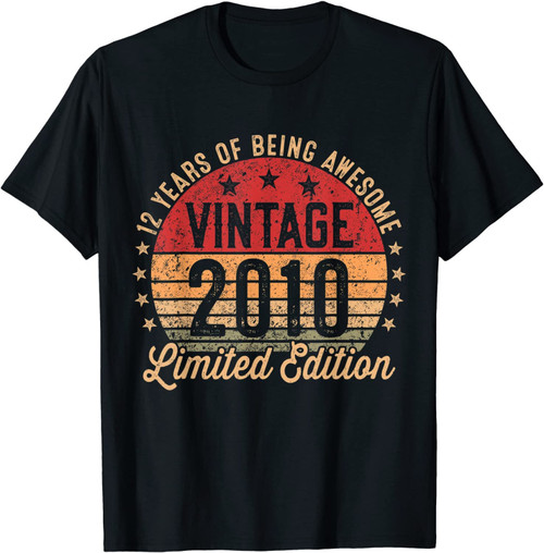 Funny 12 Year Old Vintage 2010 Limited Edition 12th Birthday T-Shirt