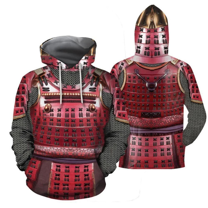 3D All Over Printed Samurai Red Armor Set Shirts AM014