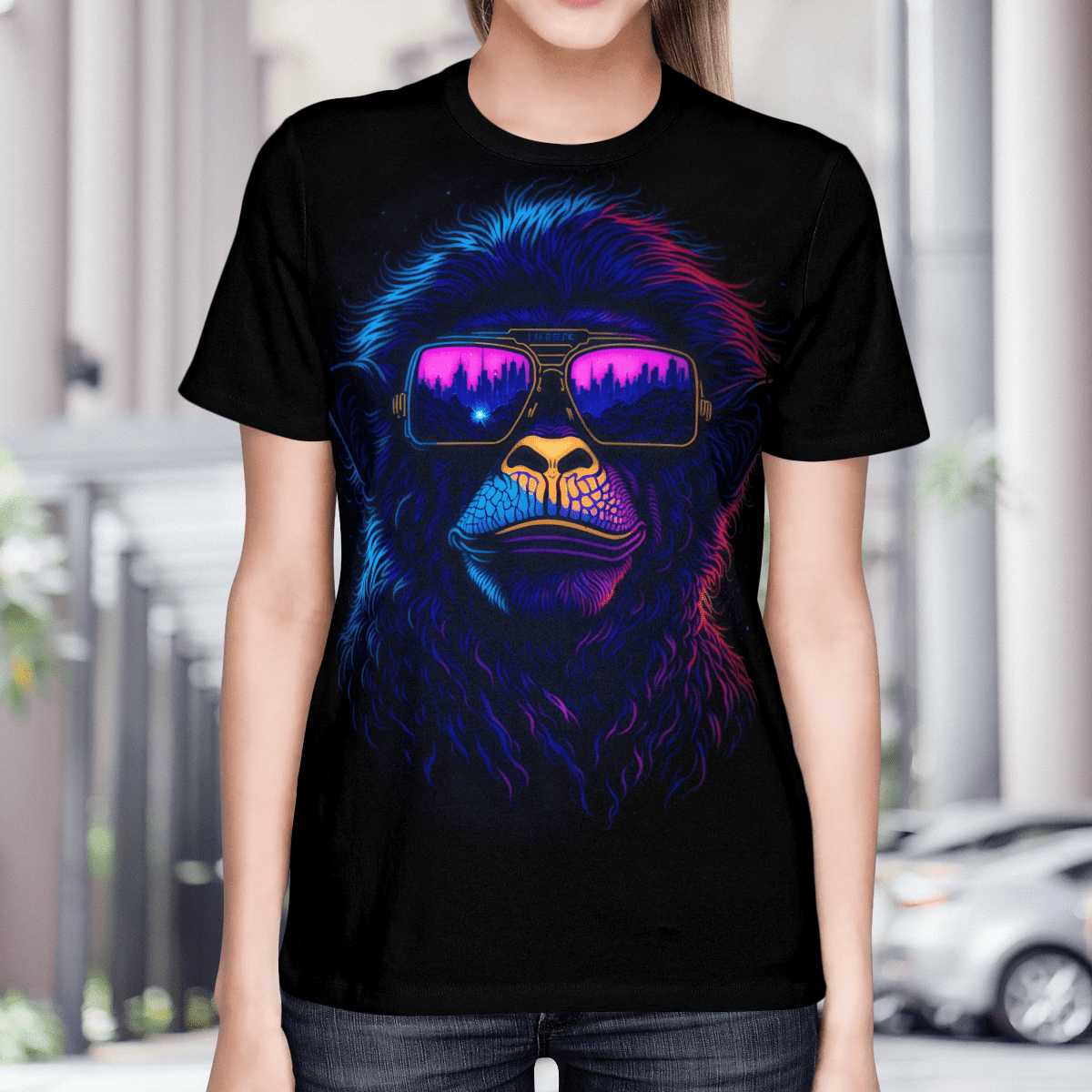 Womans Vaporwave Monkey Shirt