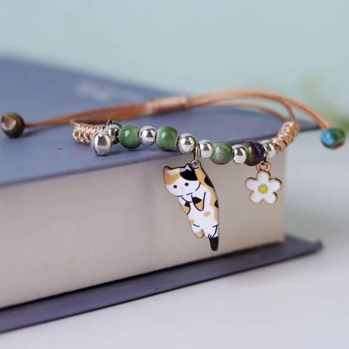 Rinhoo Fashion Handmade Purple Butterfly Flower Bracelet For Women Charm Sweet Animal Pendant Braided Bracelets & Bangle Jewelry