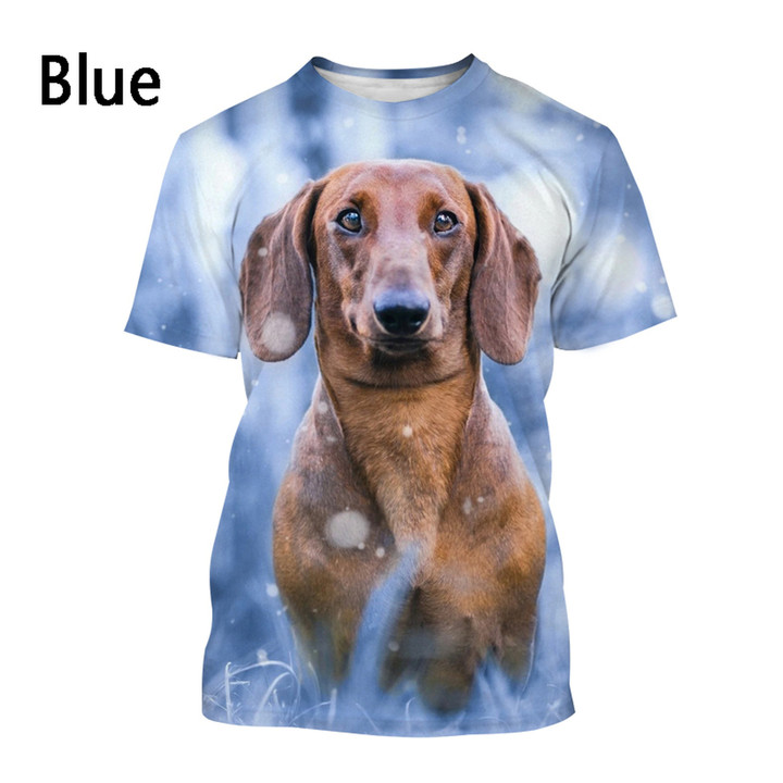 Dachshund T-Shirt Men Fashion 3D Printed Short Sleeve Summer Casual Dog Shirt Top Trendy Men