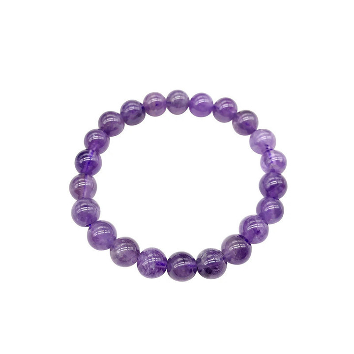 Natural Amethysts Quartz Bracelet Light Purple Energy Gem Stone Women Beaded Stretch Bracelet Gift Jewelry
