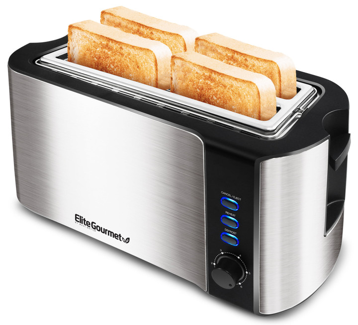 Fast shipping Stainless Steel 4 Slice Long Slot Toaster kitchen bread grill Toasting Machine home