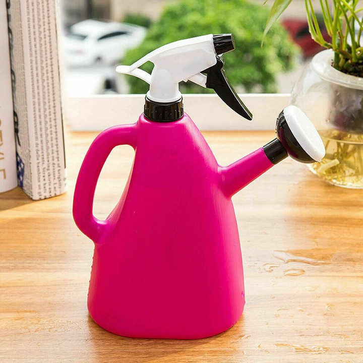 2 In 1 Plastic Watering Can Indoor Garden Plants Pressure Spray Water Kettle Adjustable Sprayer 1L