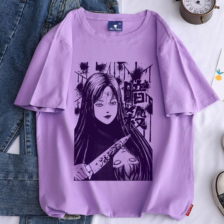 New Summer Purple Top Casual Female T Shirt