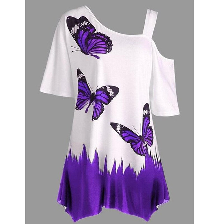 Women Casual T-Shirts Butterfly Printed