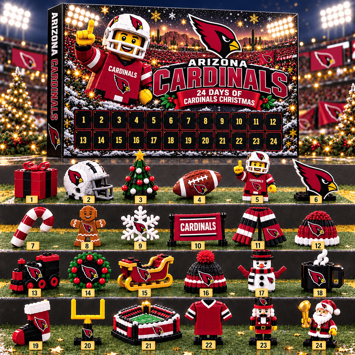 Arizona Cardinals NFL 24 Day Of Christmas Advent Calendar Gift For Fan