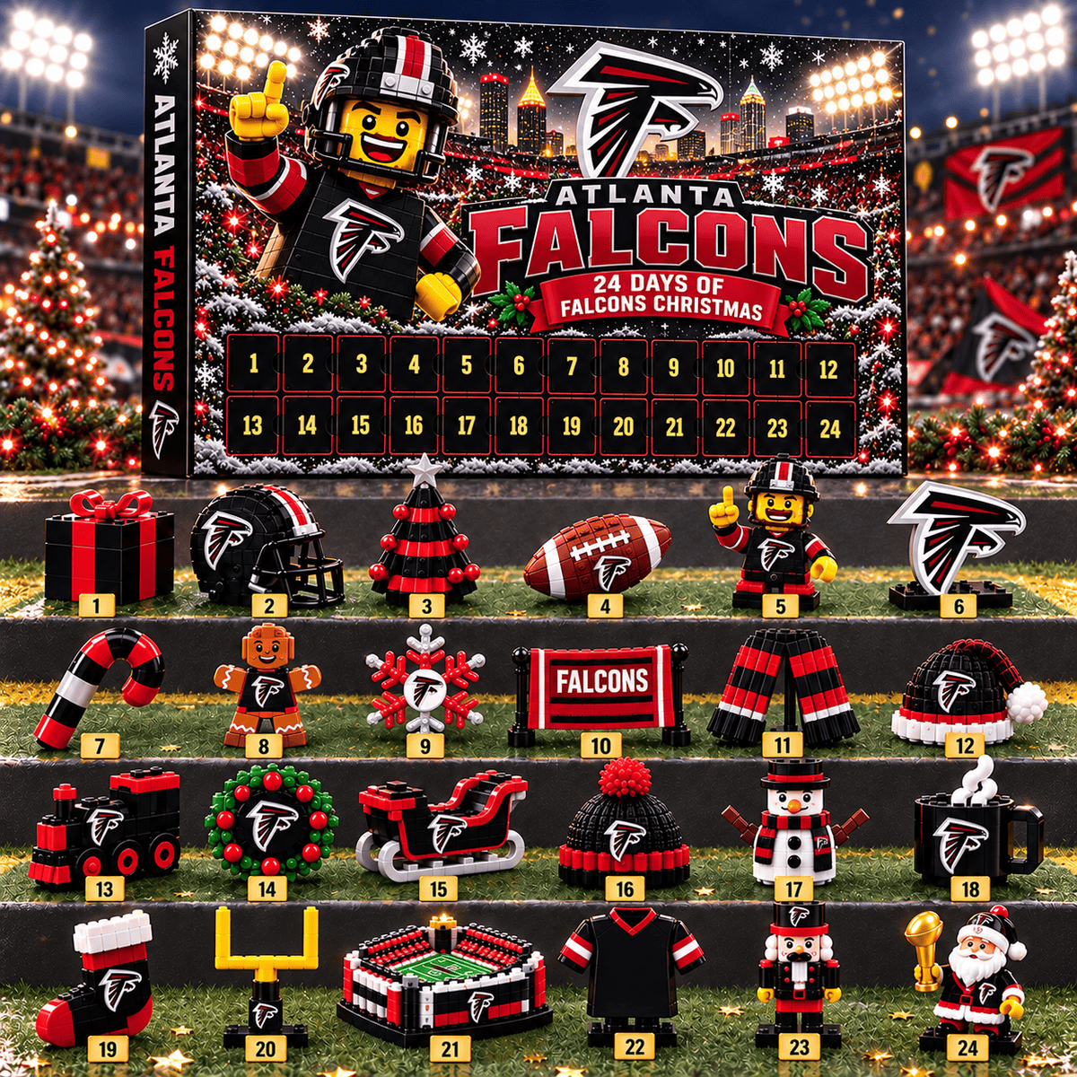 Atlanta Falcons NFL 24 Day Of Christmas Advent Calendar Gift For Fan